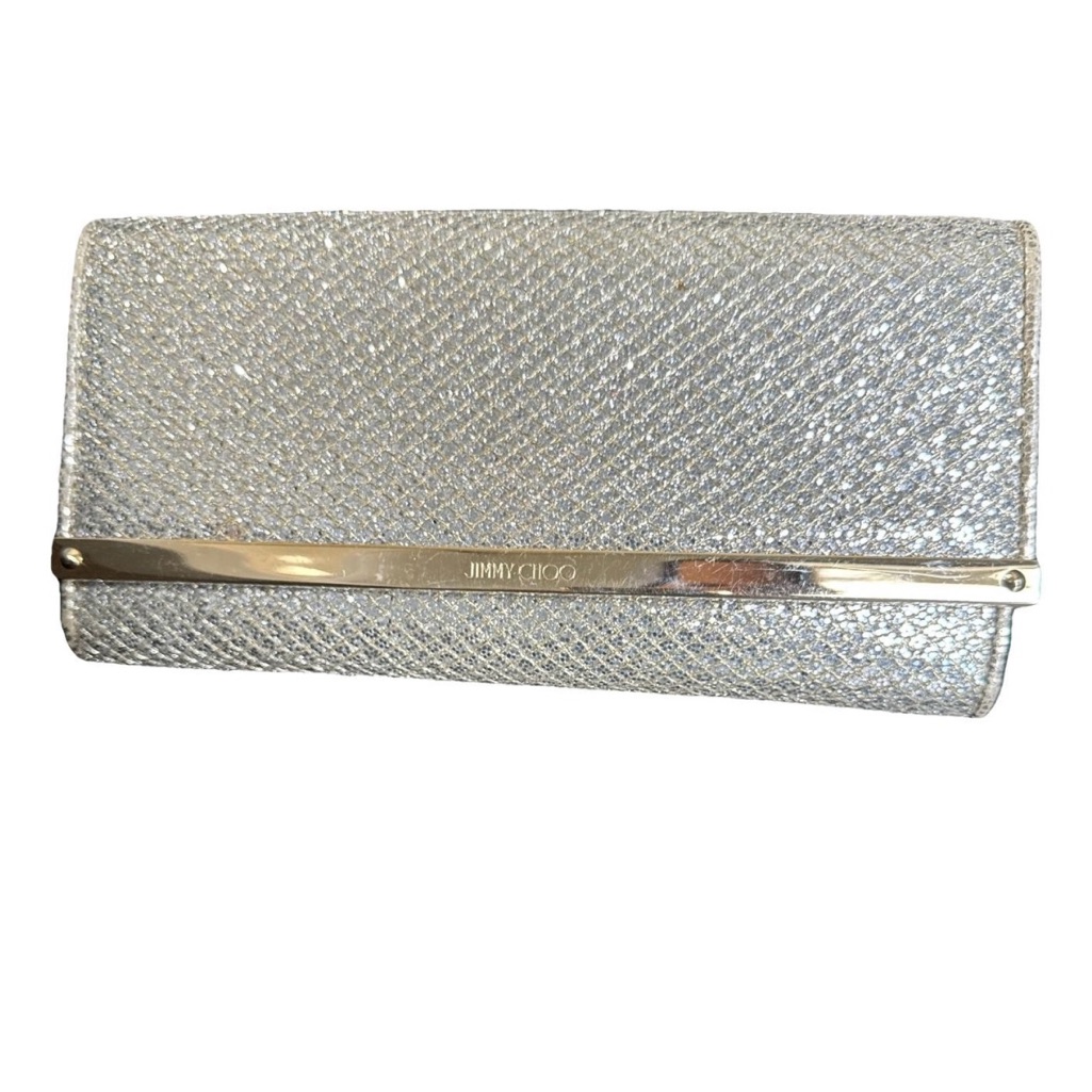 Jimmy Choo Glittering Silver Wristlet